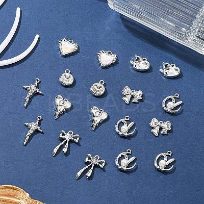 18Pcs 8 Styles Alloy Glass & Resin Pendants DIY-FS0005-35-1