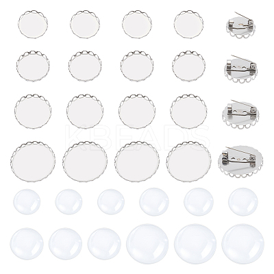 DIY Blank Dome 304 Stainless Steel Brooch Making Kit DIY-UN0056-14-1