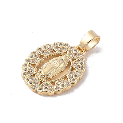 Brass Cubic Zirconia Pendants KK-Z050-21G-1