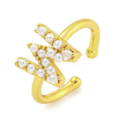 Rack Plating Brass Open Cuff Rings for Women RJEW-F162-01G-W-1