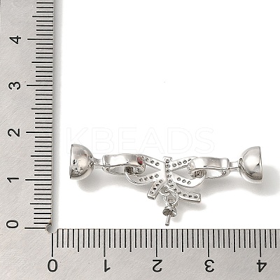 Brass Micro Pave Clear Cubic Zirconia Fold Over Clasps KK-K389-027P-1