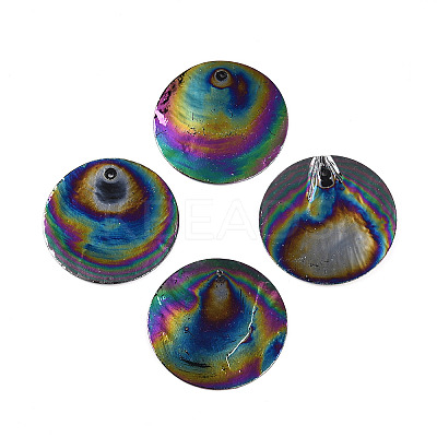 Spray Painted Natural Capiz Shell Pendants SSHEL-Z002-01C-1