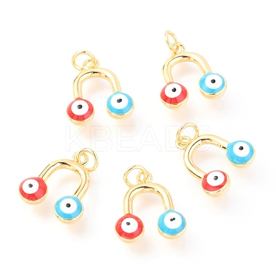 Brass Enamel Pendants KK-Y001-01E-G-1