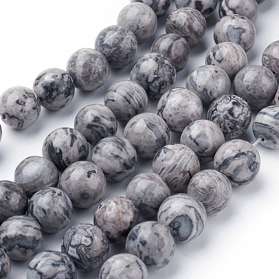 Natural Map Stone/Picasso Stone/Picasso Jasper Beads Strands X-G-G047-10mm-1