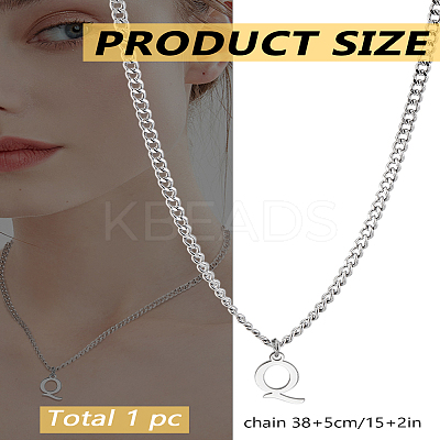 1Pc 304 Stainless Steel Letter Pendant Necklaces NJEW-LP0001-33Q-P-1