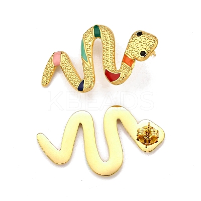 304 Stainless Steel Enamel Stud Earrings EJEW-Z116-02G-1