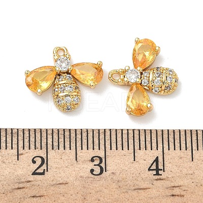 Brass Micro Pave Cubic Zirconia Bee Charms KK-A281-23G-02-1