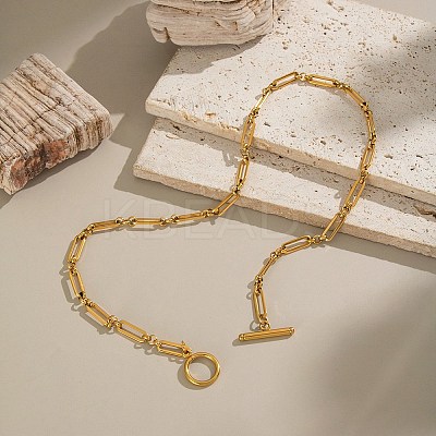 5MM 304 Stainless Steel Oval Link Chain OT Necklaces for Women LS-NJEW-A059-04G-1