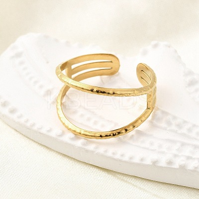 304 Stainless Steel Adjustable Open Cuff Rings for Women RJEW-U062-01A-G-1