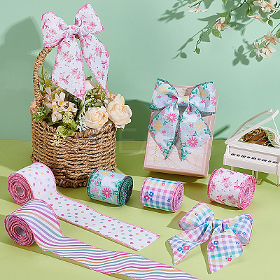 5 Rolls 5 Styles Polyester Ribbon OCOR-PH0006-93-1