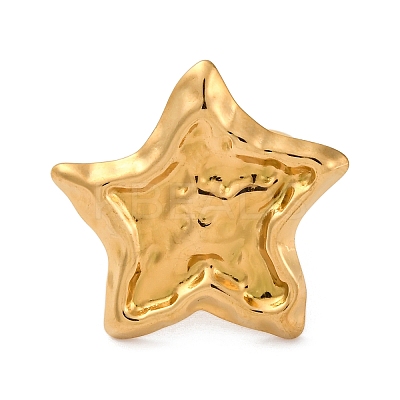 Ion Plating(IP) 304 Stainless Steel Star Open Cuff Rings RJEW-M047-06G-1