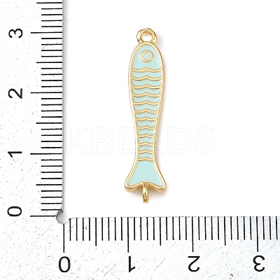 Brass Enamel Fish Connector Charms KK-L255-15G-02-1