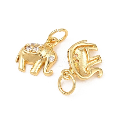 Brass Micro Pave Clear Cubic Zirconia Charms KK-H292-56B-G-1