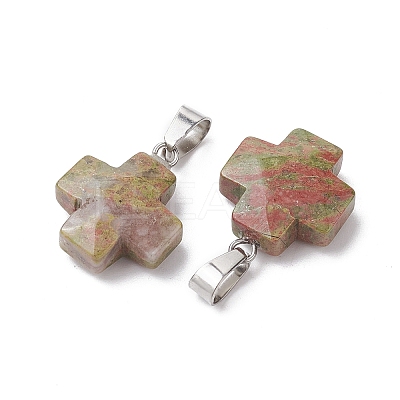 Natural Unakite Pendants G-K359-02P-08-1