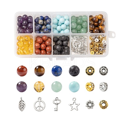 280Pcs 8 Styles 8mm Gemstone Beads Chakra Yoga Healing Stone Kits G-LS0001-02B-1