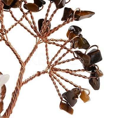 Natural Tiger Eye Chips Tree of Life Decorations DJEW-A017-01N-1
