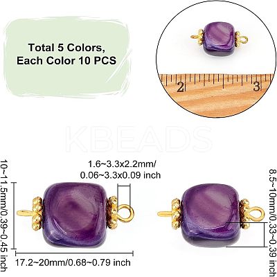50Pcs 5 Colors Natural Agate Dyed Beads Connector Charms FIND-FG0001-55-1