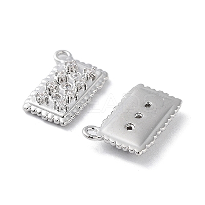 Brass Micro Pave Clear Cubic Zirconia Charms KK-F871-37P-1
