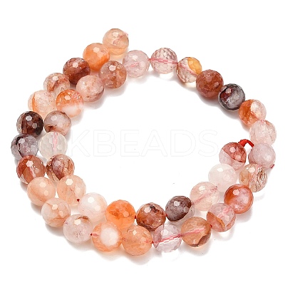 Grade A Natural Red Hematoid Quartz/Ferruginous Quartz Beads Strands G-L642-F03-10mm-1
