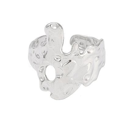 Non-Tarnish 304 Stainless Steel Textured Open Cuff Rings X-RJEW-C095-08B-P-1