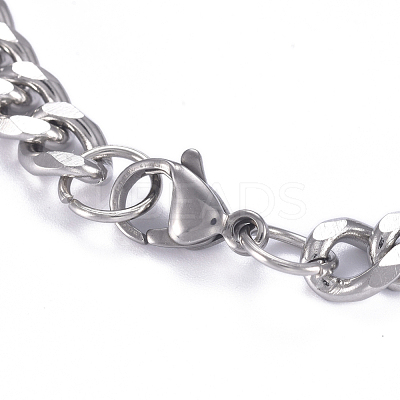 Tarnish Resistant 304 Stainless Steel Curb Chain ID Bracelets BJEW-G631-04P-1