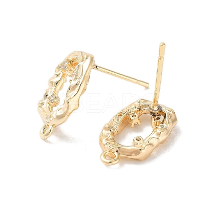 Brass Micro Pave Cubic Zirconia Stud Earring Findings KK-E107-23G-1