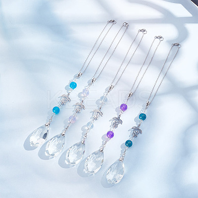 Glass Teardrop Pendant Decoratoins HJEW-AB00620-1