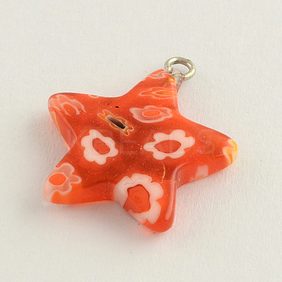 Handmade Millefiori Glass Pendants with Platinum Plated Iron Findings LK-R005-12-1