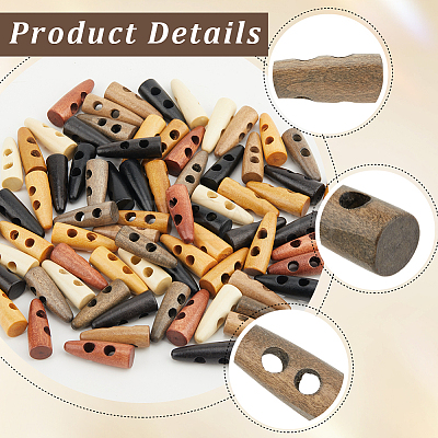 80Pcs 8 Colors 2-Hole Wood Buttons WOOD-GF0002-35C-1