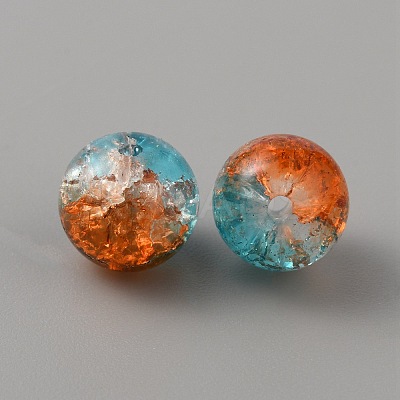 Two Tone Transparent Crackle Glass Beads GLAA-WH0038-15D-1