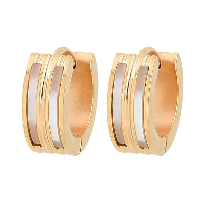 Stripe 304 Stainless Steel Shell Hoop Earrings for Women EJEW-L307-11G-1