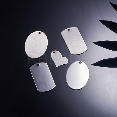 201 Stainless Steel Mirror Polished Finish Stamping Blank Tag Pendants STAS-BC0002-30P-1