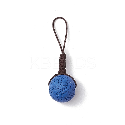 Round Natural Lava Rock Pendant Decorations PALLOY-JF03446-1