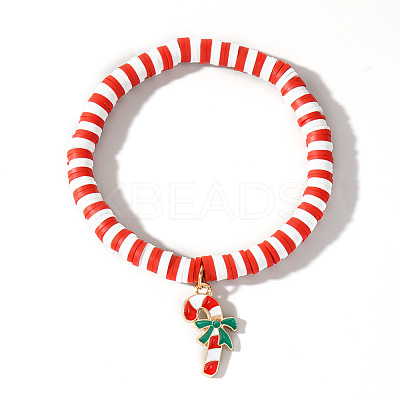 Elegant Christmas Handmade Polymer Clay Heishi Beaded Stretch Bracelets MV9996-12-1