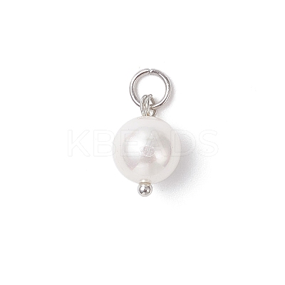 Shell Pearl Round Charms PALLOY-JF04476-02-1