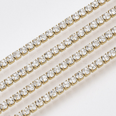 3.28 Feet 304 Stainless Steel Rhinestone Strass Chains X-STAS-T055-12G-1