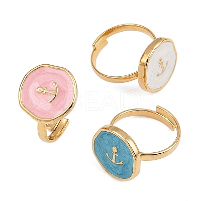 304 Stainless Steel Enamel Open Cuff Rings for Women RJEW-K301-06C-1