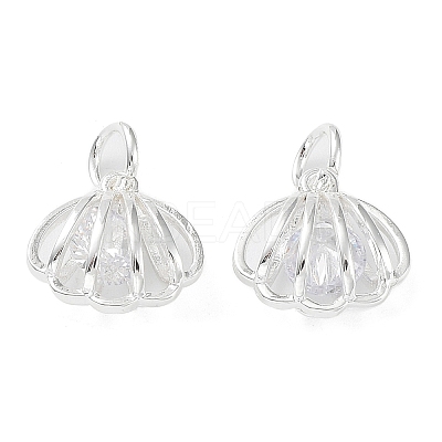 Rack Plating Brass Clear Cubic Zirconia Pendants KK-B078-06S-1