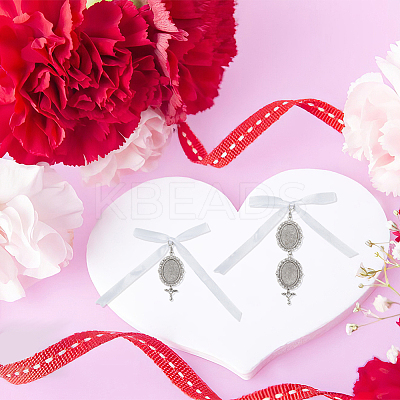 Tibetan Style Alloy & Glass Oval Photo Bouquet Hanging Ornaments HJEW-HY0001-11-1