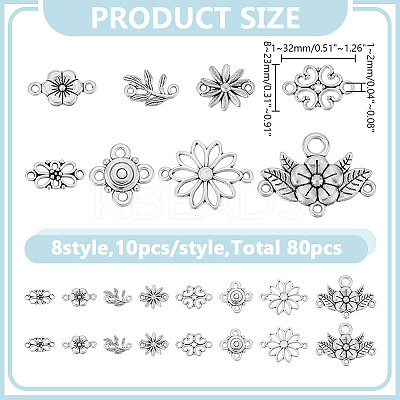 80Pcs 8 Styles Alloy Connector Charms FIND-AR0005-82B-1