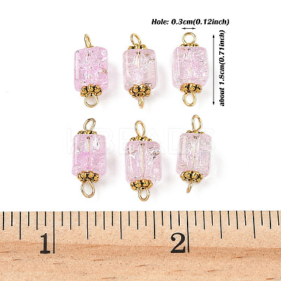 10Pcs Transparent Crackled Glass Cube Connector Charms PALLOY-JF03946-1