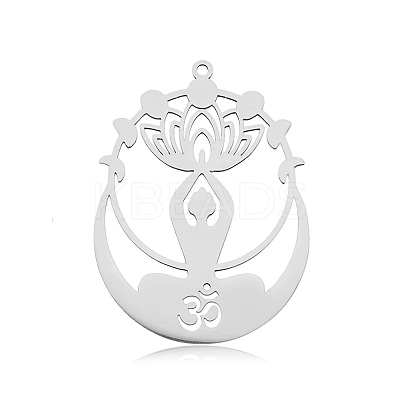 Non-Tarnish 201 Stainless Steel Yoga Theme Pendants STAS-S105-LA723-1-1