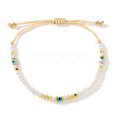 Glass & Brass Beads Braided Bracelets LS-XO9913-1-1