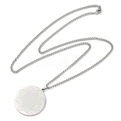 Non-Tarnish 304 Stainlessa Steel Curb Chain Pendant Necklaces LS-NJEW-H034-03P-1