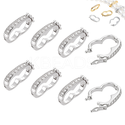 8Pcs Rack Plating Brass Micro Pave Clear Cubic Zirconia Twister Clasps ZIRC-WR0001-04P-1