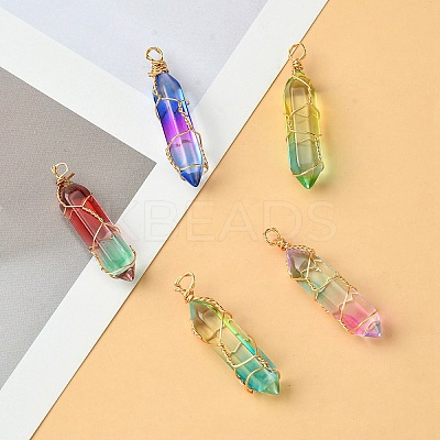 5Pcs 5 Colors Glass Pendants GLAA-YW0003-24-1