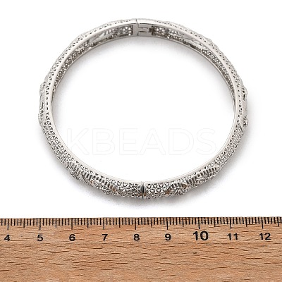 Brass Micro Pave Cubic Zirconia Hinged Bangles for Women BJEW-D313-02P-1