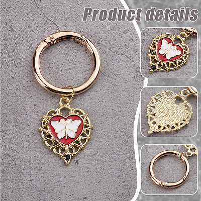 8Pcs 4 Styles Heart with Butterfly Alloy Enamel Shoe Charms HJEW-AB00731-1