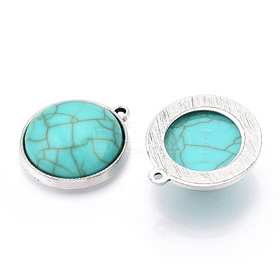 Resin Imitation Turquoise Pendants LS-PALLOY-M203-23AS-B-1