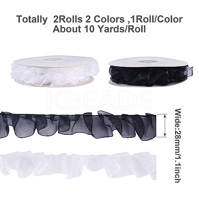 2Rolls 2 Colors Floral Polyester Lace Ribbon OCOR-TA0002-66-1